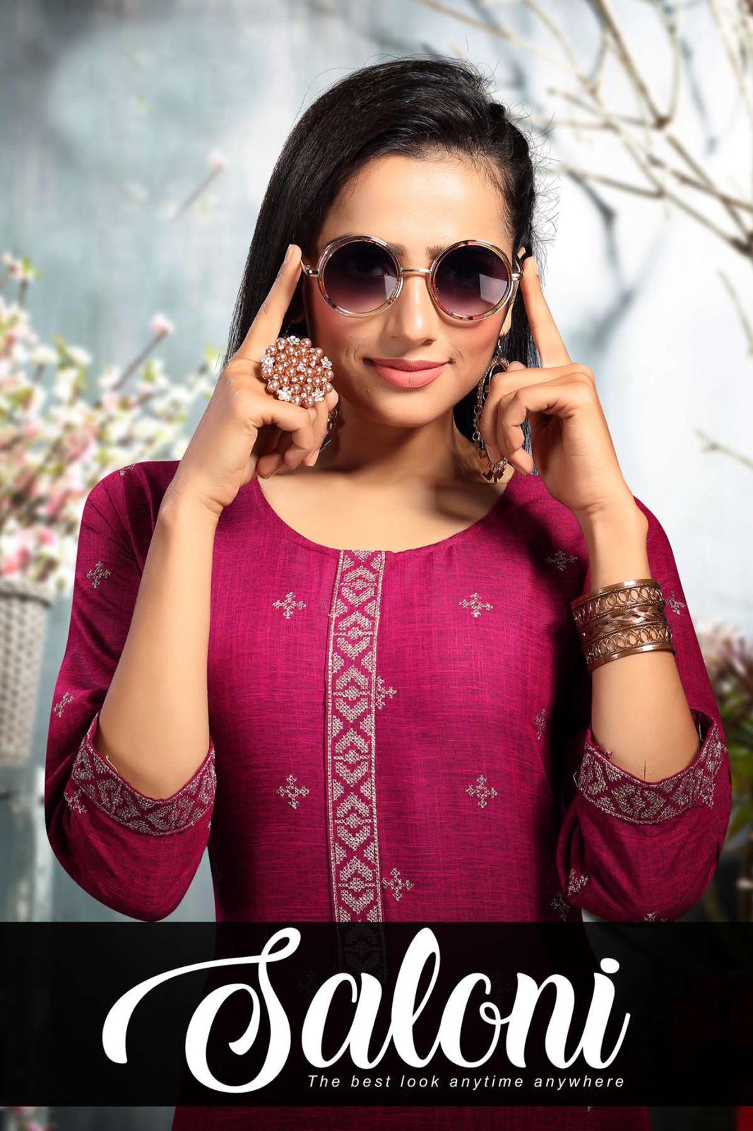 Saloni Fancy Casual Wear Rayon Embroidery Kurti With Pant Collection